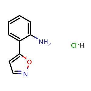 Chemical structure of 2-(Isoxazol-5-yl)aniline hydrochloride , CAS 2172074-17-6, AChemBlock AD260767