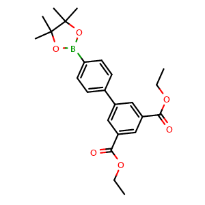 Chemical structure of Diethyl 4'-(4,4,5,5-tetramethyl-1,3,2-dioxaborolan-2-yl)-[1,1'-biphenyl]-3,5-dicarboxylate , CAS 2304634-29-3, AChemBlock AD260789