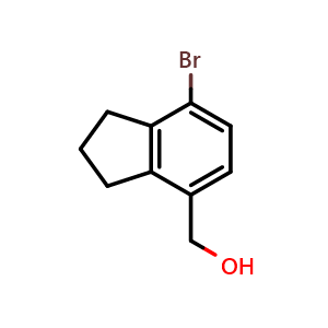Chemical structure of (7-Bromo-2,3-dihydro-1H-inden-4-yl)methanol , CAS 2417389-06-9, AChemBlock AD260811