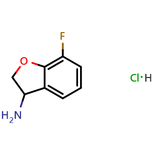 Chemical structure of 7-Fluoro-2,3-dihydrobenzofuran-3-amine hydrochloride , CAS 2470436-13-4, AChemBlock AD260817