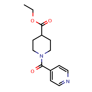 Chemical structure of Ethyl 1-isonicotinoylpiperidine-4-carboxylate , CAS 252263-38-0, AChemBlock AD260822