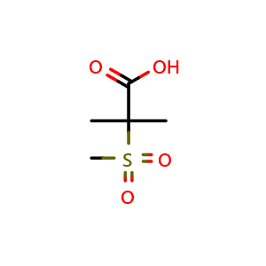 Chemical structure of 2-Methyl-2-(methylsulfonyl)propanoic acid , CAS 25841-43-4, AChemBlock AD260836