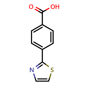 Chemical structure of 4-(1,3-Thiazol-2-yl)benzoic acid , CAS 266369-49-7, AChemBlock AD260841