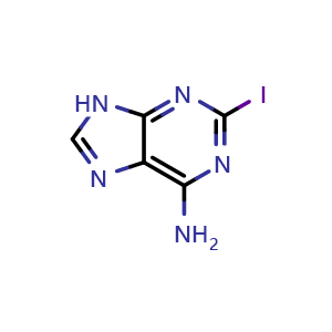 Chemical structure of 2-Iodo-9H-purin-6-amine , CAS 28128-26-9, AChemBlock AD260852