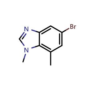 Chemical structure of 5-Bromo-1,7-dimethyl-1H-benzo[d]imidazole , CAS 2883683-54-1, AChemBlock AD260857