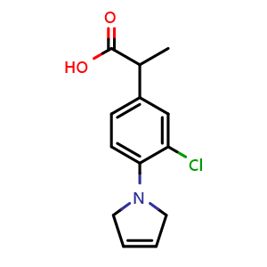 Chemical structure of 2-(3-Chloro-4-(2,5-dihydro-1H-pyrrol-1-yl)phenyl)propanoic acid , CAS 31793-07-4, AChemBlock AD260883