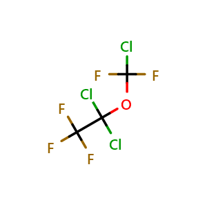 Chemical structure of 1,1-Dichloro-1-(chlorodifluoromethoxy)-2,2,2-trifluoroethane , CAS 32778-09-9, AChemBlock AD260891