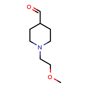 Chemical structure of 1-(2-Methoxyethyl)piperidine-4-carbaldehyde , CAS 342435-23-8, AChemBlock AD260902
