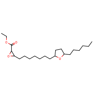 Chemical structure of Ethyl 3-[(3-pentyl-2-oxiranyl)methyl]-2-oxiranedecanoate , CAS 355803-78-0, AChemBlock AD260908
