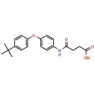 Chemical structure of 4-((4-(4-(Tert-butyl)phenoxy)phenyl)amino)-4-oxobutanoic acid , CAS 356089-44-6, AChemBlock AD260909
