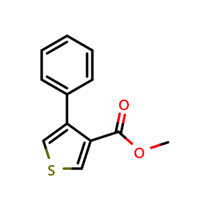 Chemical structure of Methyl 4-phenylthiophene-3-carboxylate , CAS 38695-71-5, AChemBlock AD260921