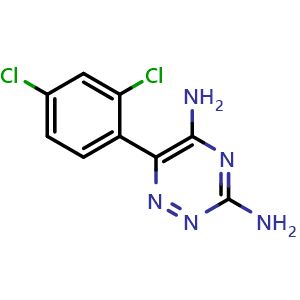 Chemical structure of 6-(2,4-Dichlorophenyl)-1,2,4-triazine-3,5-diamine , CAS 38943-76-9, AChemBlock AD260924