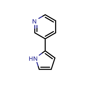 Chemical structure of 3-(1H-Pyrrol-2-yl)pyridine , CAS 494-98-4, AChemBlock AD260957