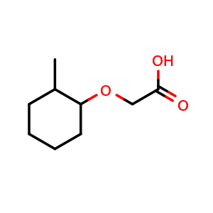 Chemical structure of 2-((2-Methylcyclohexyl)oxy)acetic acid , CAS 519050-83-0, AChemBlock AD260969
