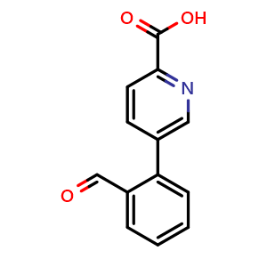 Chemical structure of 5-(2-Formylphenyl)picolinic acid , CAS 566198-45-6, AChemBlock AD260993