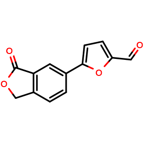 Chemical structure of 5-(3-Oxo-1,3-dihydroisobenzofuran-5-yl)furan-2-carbaldehyde , CAS 591212-74-7, AChemBlock AD261009
