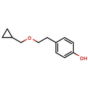 Chemical structure of 4-(2-(Cyclopropylmethoxy)ethyl)phenol , CAS 63659-16-5, AChemBlock AD261024
