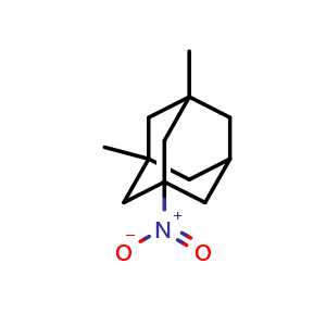Chemical structure of 1,3-Dimethyl-5-nitroadamantane , CAS 6588-68-7, AChemBlock AD261028