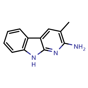 Chemical structure of 2-Amino-3-methyl-9H-pyrido[2,3-b]indole , CAS 68006-83-7, AChemBlock AD261040