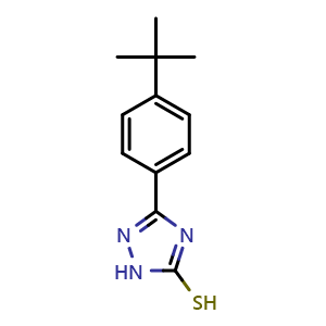 Chemical structure of 3-(4-(tert-Butyl)phenyl)-1H-1,2,4-triazole-5-thiol , CAS 69480-15-5, AChemBlock AD261044