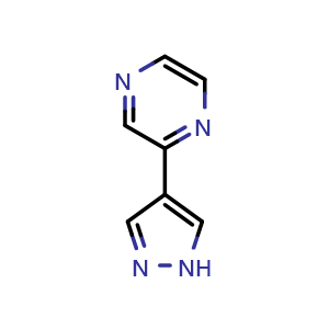Chemical structure of 2-(1H-Pyrazol-4-yl)pyrazine , CAS 849924-97-6, AChemBlock AD261085