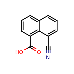 Chemical structure of 8-Cyano-1-naphthalenecarboxylic acid , CAS 858023-24-2, AChemBlock AD261091
