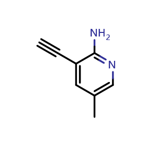 Chemical structure of 3-Ethynyl-5-methylpyridin-2-amine , CAS 863479-77-0, AChemBlock AD261099