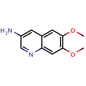 Chemical structure of 6,7-Dimethoxyquinolin-3-amine , CAS 87199-82-4, AChemBlock AD261105