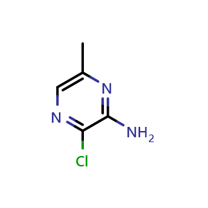 Chemical structure of 3-Chloro-6-methylpyrazin-2-amine , CAS 89182-15-0, AChemBlock AD261117