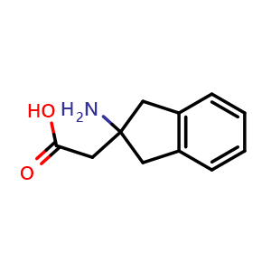 Chemical structure of 2-(2-Amino-2,3-dihydro-1H-inden-2-yl)acetic acid , CAS 917460-32-3, AChemBlock AD261130