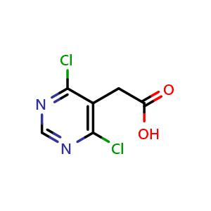 Chemical structure of 2-(4,6-Dichloropyrimidin-5-yl)acetic acid , CAS 933702-89-7, AChemBlock AD261138