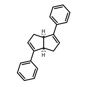 Chemical structure of (3aR,6aR)-1,3a,4,6a-Tetrahydro-3,6-diphenylpentalene , CAS 947503-81-3, AChemBlock AD261148