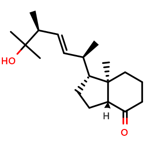 Chemical structure of (1R,3aR,7aR)-1-((2R,5S,E)-6-Hydroxy-5,6-dimethylhept-3-en-2-yl)-7a-methylhexahydro-1H-inden-4(2H)-one , CAS 95716-68-0, AChemBlock AD261153