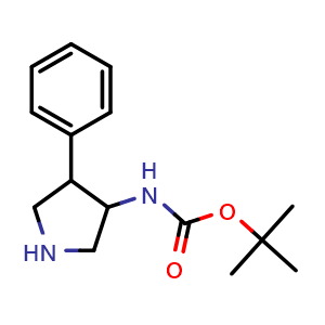 Chemical structure of tert-Butyl 4-phenylpyrrolidin-3-ylcarbamate , CAS 959236-29-4, AChemBlock AD261154