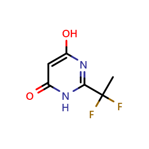 Chemical structure of 2-(1,1-Difluoroethyl)-6-hydroxy-3,4-dihydropyrimidin-4-one , CAS 3010883-41-4, AChemBlock AD261189