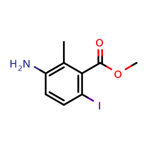 Chemical structure of Methyl 3-amino-6-iodo-2-methylbenzoate , CAS 1262235-97-1, AChemBlock AD261198
