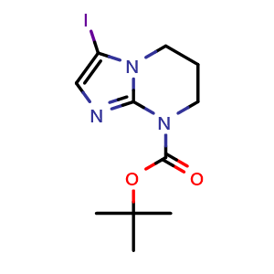 Chemical structure of 2-Methylpropan-2-yl 3-iodo-5,6,7,8-tetrahydroimidazo[1,2-a]pyrimidine-8-carboxylate , CAS 2384911-33-3, AChemBlock AD261199