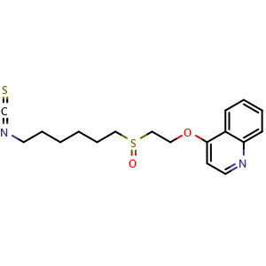 Chemical structure of 4-(2-((6-Isothiocyanatohexyl)sulfinyl)ethoxy)quinoline , CAS 2999785-55-4, AChemBlock AD261208