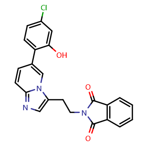 Chemical structure of 2-{2-[6-(4-Chloro-2-hydroxyphenyl)imidazo[1,2-a]pyridin-3-yl]ethyl}isoindole-1,3-dione , AChemBlock AD261222