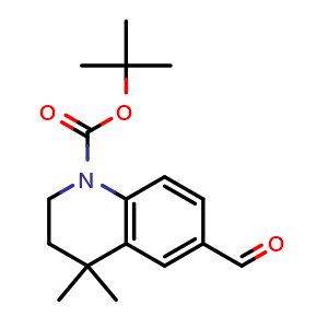 Chemical structure of 2-Methylpropan-2-yl 6-formyl-4,4-dimethyl-1,2,3,4-tetrahydroquinoline-1-carboxylate , AChemBlock AD261225