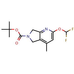 Chemical structure of 2-Methylpropan-2-yl 2-[(difluoromethyl)oxy]-4-methyl-6,7-dihydro-5H-pyrrolo[4,3-b]pyridine-6-carboxylate , AChemBlock AD261227