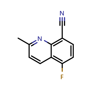 Chemical structure of 5-Fluoro-2-methylquinoline-8-carbonitrile , CAS 3079535-65-9, AChemBlock AD261246
