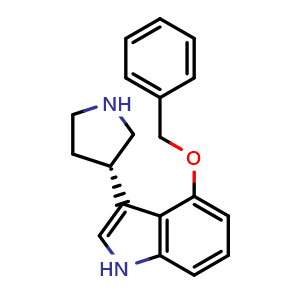 Chemical structure of (S)-4-(benzyloxy)-3-(pyrrolidin-3-yl)-1H-indole , CAS 3069955-28-5, AChemBlock AD261251