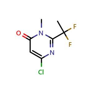 Chemical structure of 6-Chloro-2-(1,1-difluoroethyl)-3-methyl-3,4-dihydropyrimidin-4-one , AChemBlock AD261256