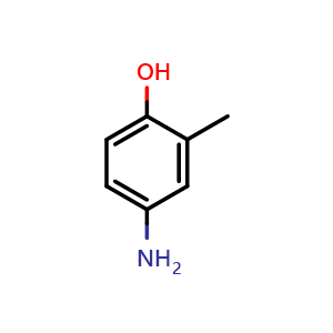 Chemical structure of 4-Amino-2-methylphenol , CAS 2835-96-3, AChemBlock AD261266
