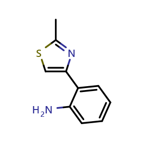 Chemical structure of 2-(2-Methyl-4-thiazolyl)aniline , CAS 305811-38-5, AChemBlock AD261276