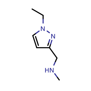 Chemical structure of 1-(1-Ethyl-3-pyrazolyl)-N-methylmethanamine , CAS 1002651-65-1, AChemBlock AD261282