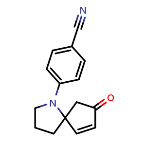 Chemical structure of 4-(8-Oxo-1-azaspiro[4.4]non-6-en-1-yl)benzonitrile , CAS 2007908-55-4, AChemBlock AD261290