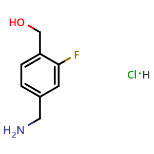 Chemical structure of 4-(Aminomethyl)-2-fluorobenzyl alcohol hydrochloride , CAS 1423027-79-5, AChemBlock AD261296