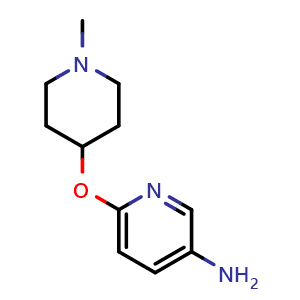 Chemical structure of 6-[(1-Methyl-4-piperidyl)oxy]pyridin-3-amine , CAS 944401-79-0, AChemBlock AD261298